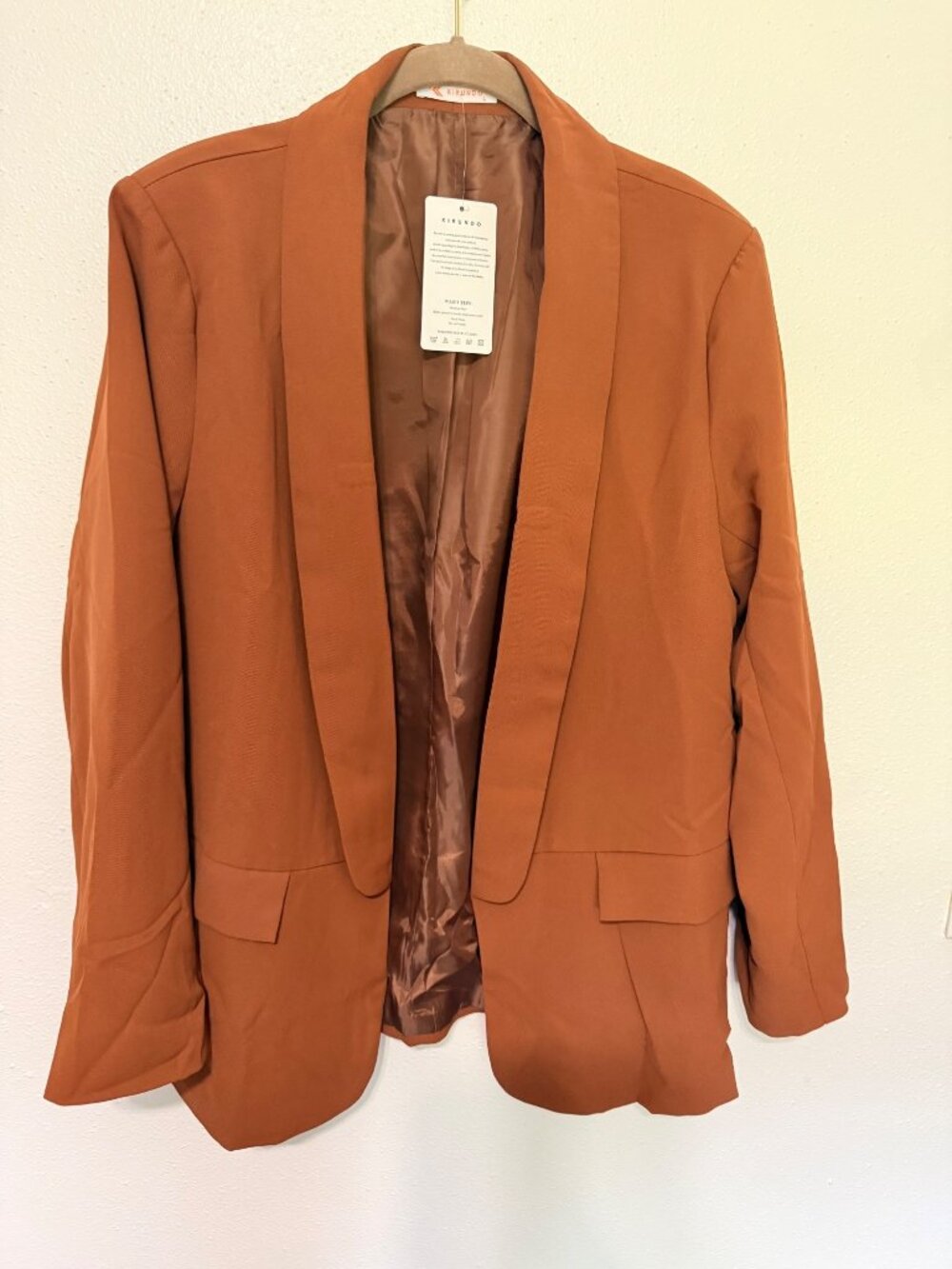 Kirundo Blazer Brown Open Front with Lapel Lined NWT Womans L